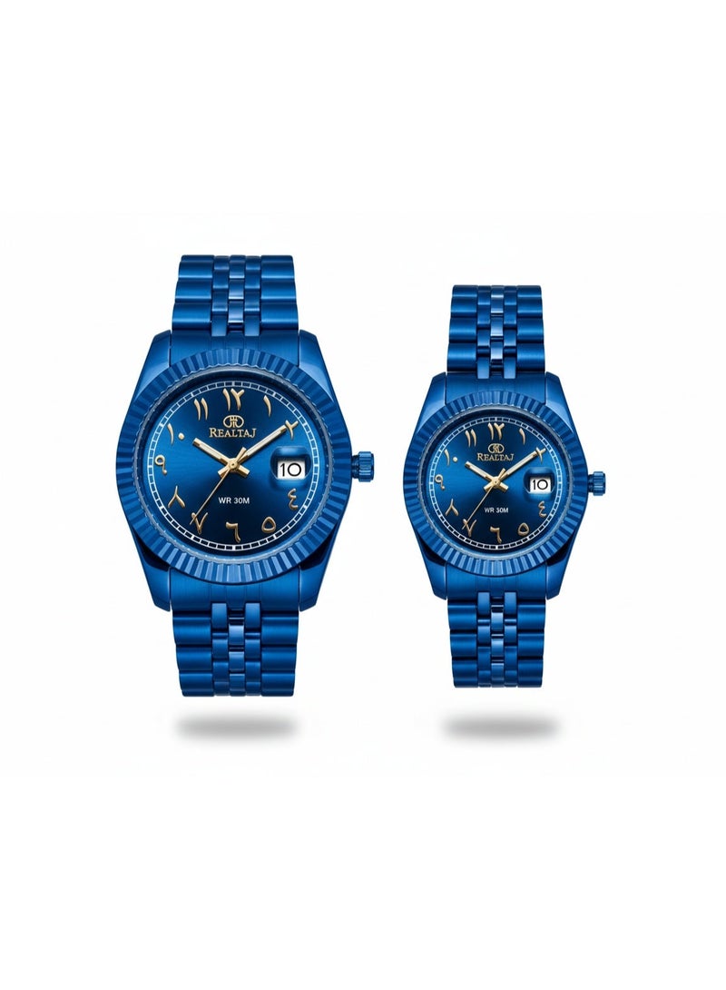 ريل ستار طقم ساعات للزوجين للرجال والنساء ساعات متطابقة أنيقة له ولهـا هدية مثالية للزوج والزوجة - Image 1